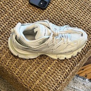 Balenciaga Track White and Silver Sneakers